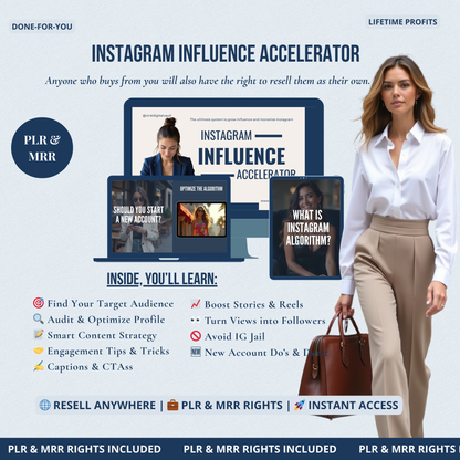 INSTAGRAM INFLUENCE ACCELERATOR MASTERCLASS WITH PLR & MRR LICENCE