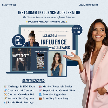 INSTAGRAM INFLUENCE ACCELERATOR MASTERCLASS WITH PLR & MRR LICENCE