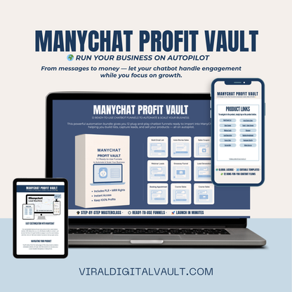 ManyChat Profit Vault – 12 Ready-to-Use Chat Automation Flows to Generate Leads, Sales & Profits (PLR + MRR License)