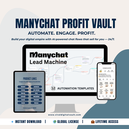 ManyChat Profit Vault – 12 Ready-to-Use Chat Automation Flows to Generate Leads, Sales & Profits (PLR + MRR License)